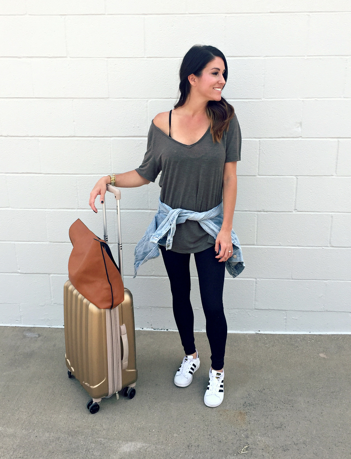Travel Style with Nordstrom, leggings, sneakers, luggage