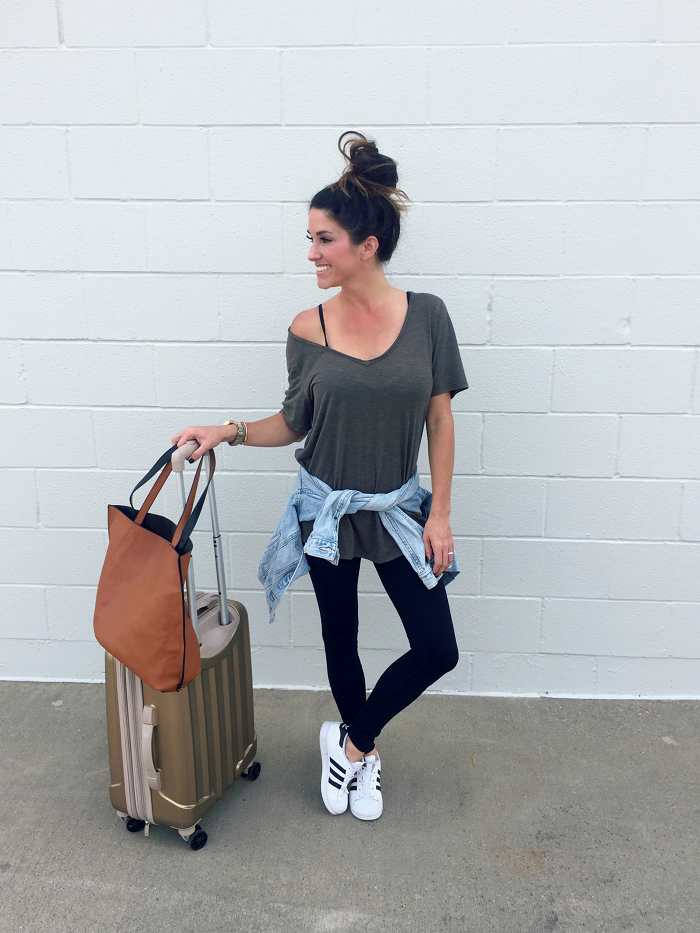 Travel Style with Nordstrom, leggings, sneakers, luggage