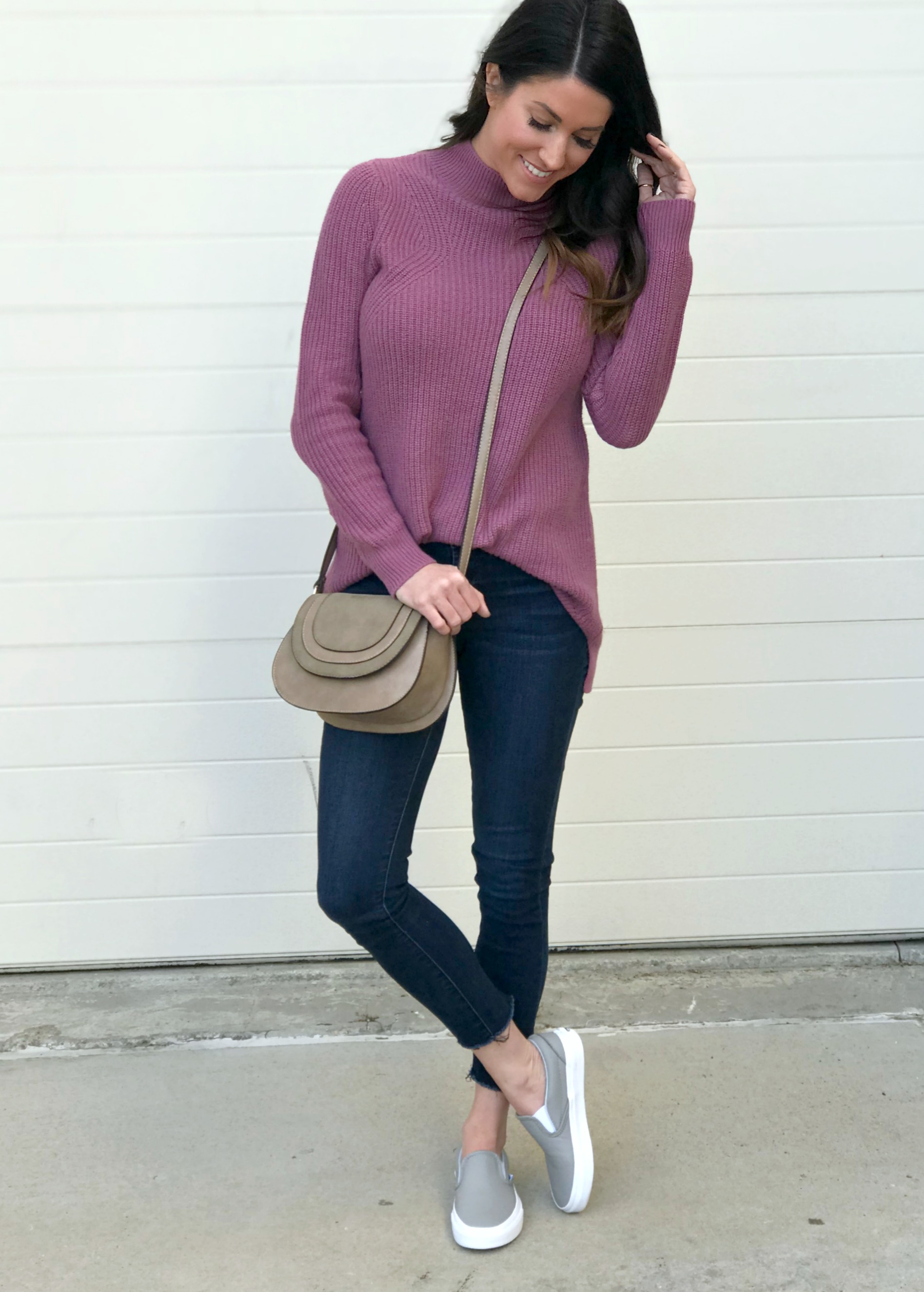 gray slip on vans outfit