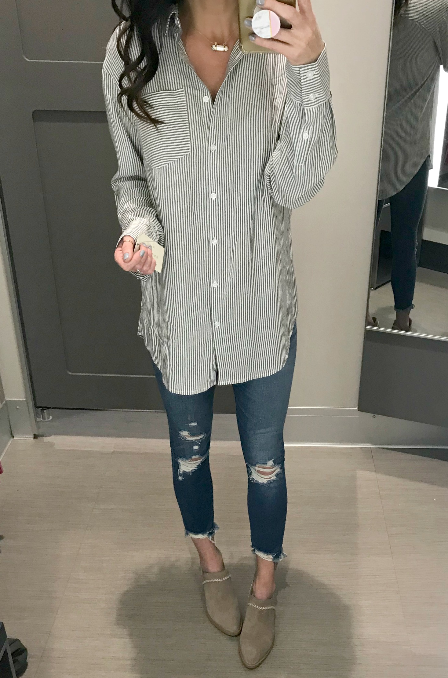 Striped Tunic, Jeans, Booties
