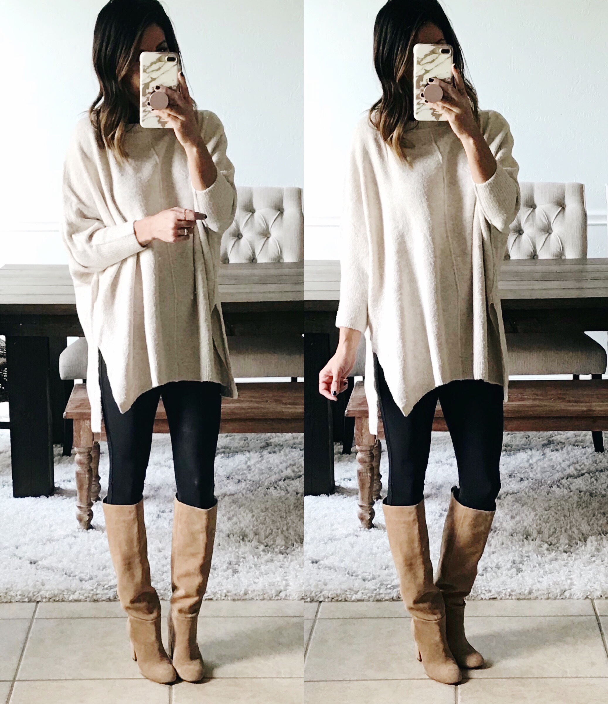 cute long sweaters to wear with leggings