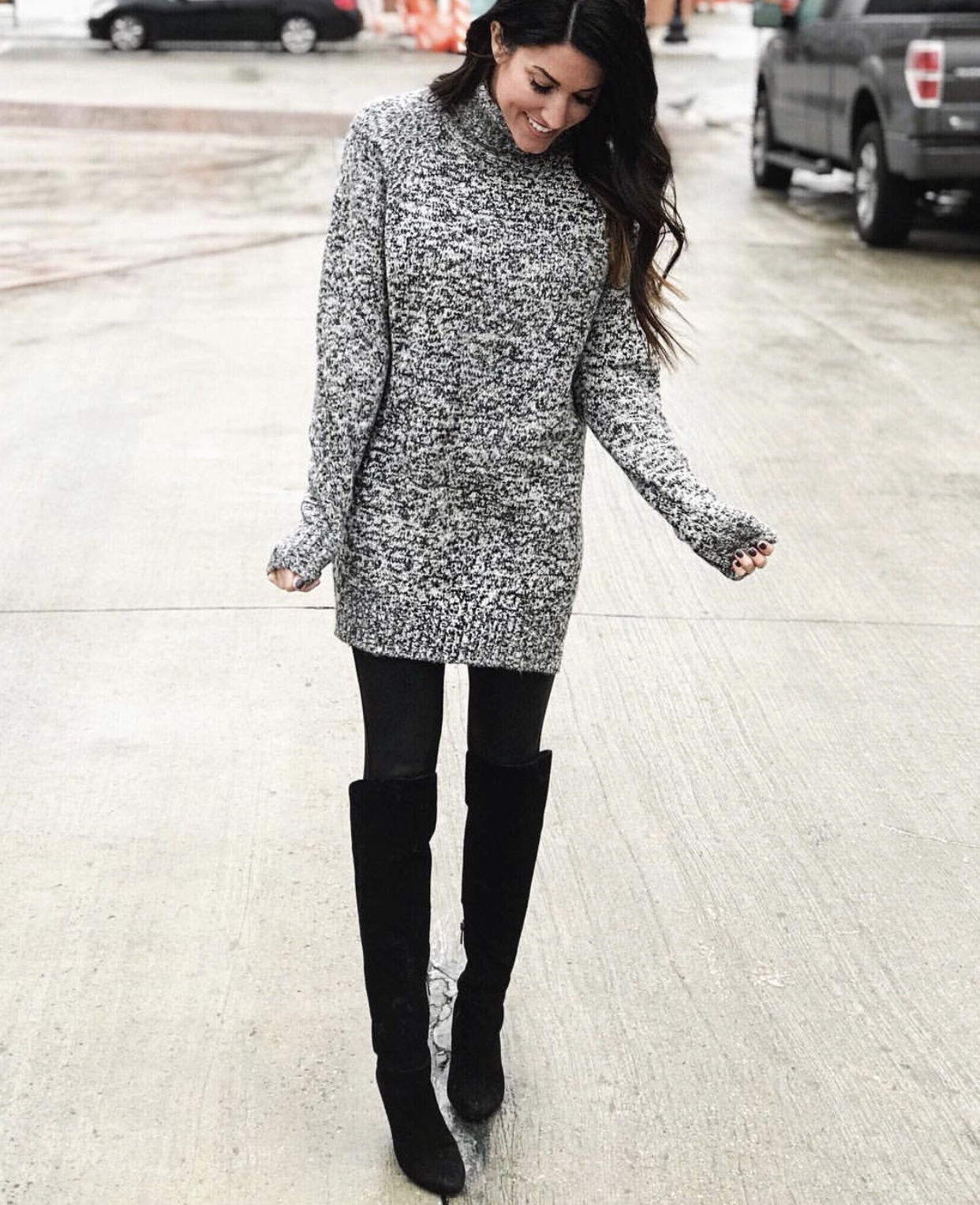 dress with leggings and booties